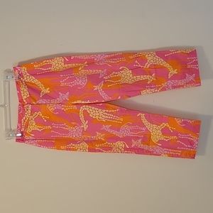 LILLY PULITZER Cropped Pink Orange Yellow White Giraffe Print Pants Size 2